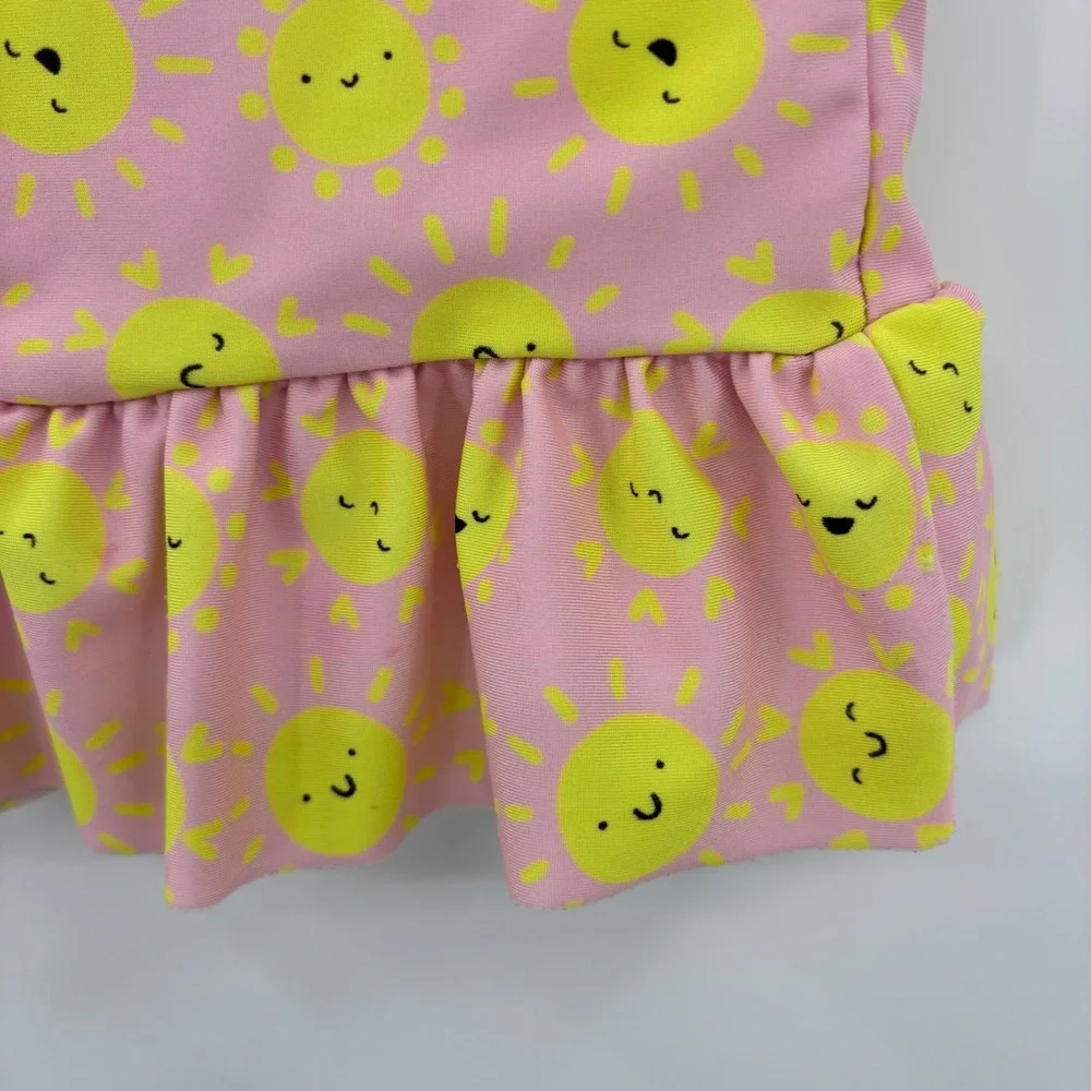 Cat & Jack Rash Guard Kids 4T Pink Sun Peplum Flutter Sleeve Swim Top Summer